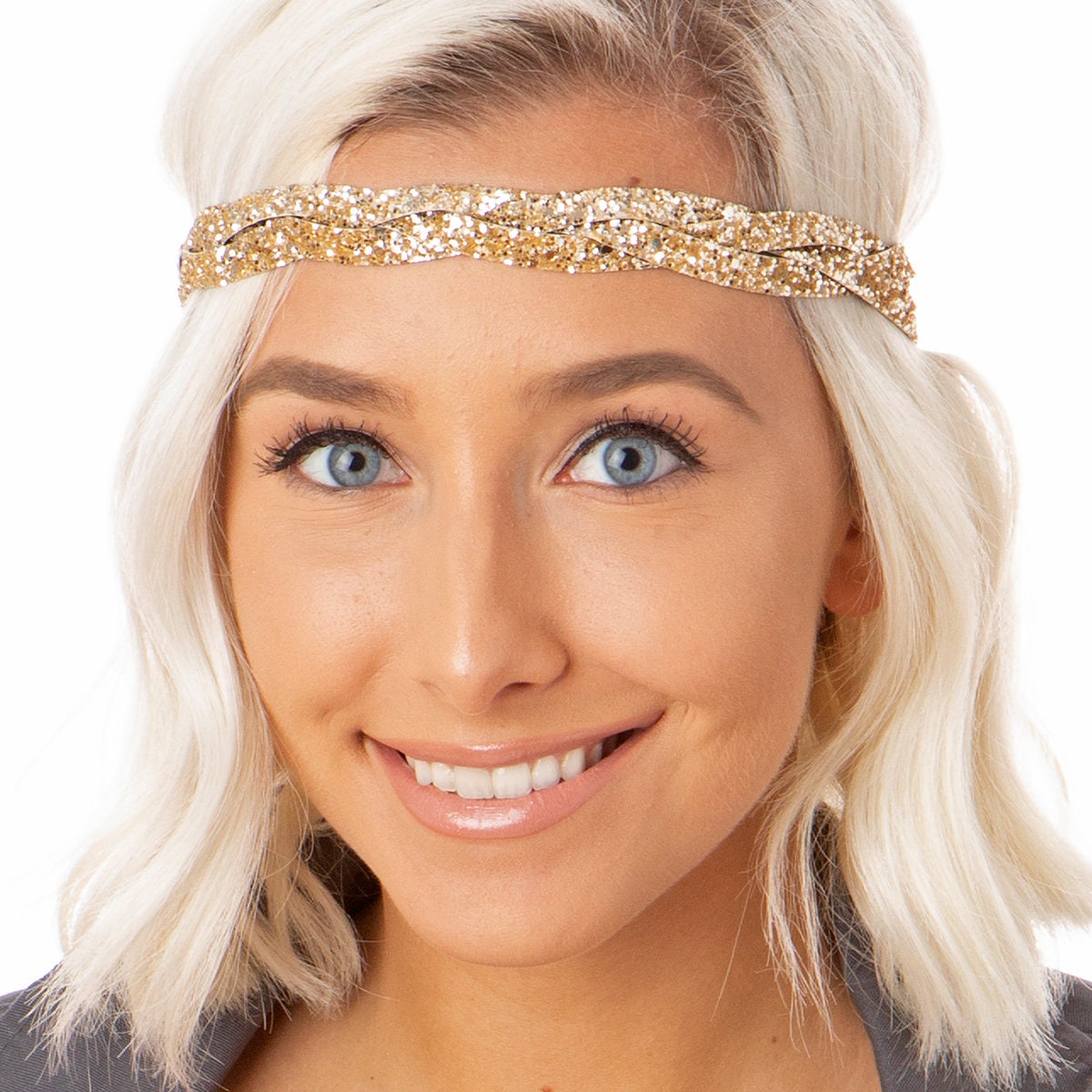 Hipsy 10-pack Bling Glitter Adjustable No Slip Skinny Neutral & Bold Headbands Amazon.com: Hipsy Adjustable Non Slip Wide Bling Glitter  main image 4