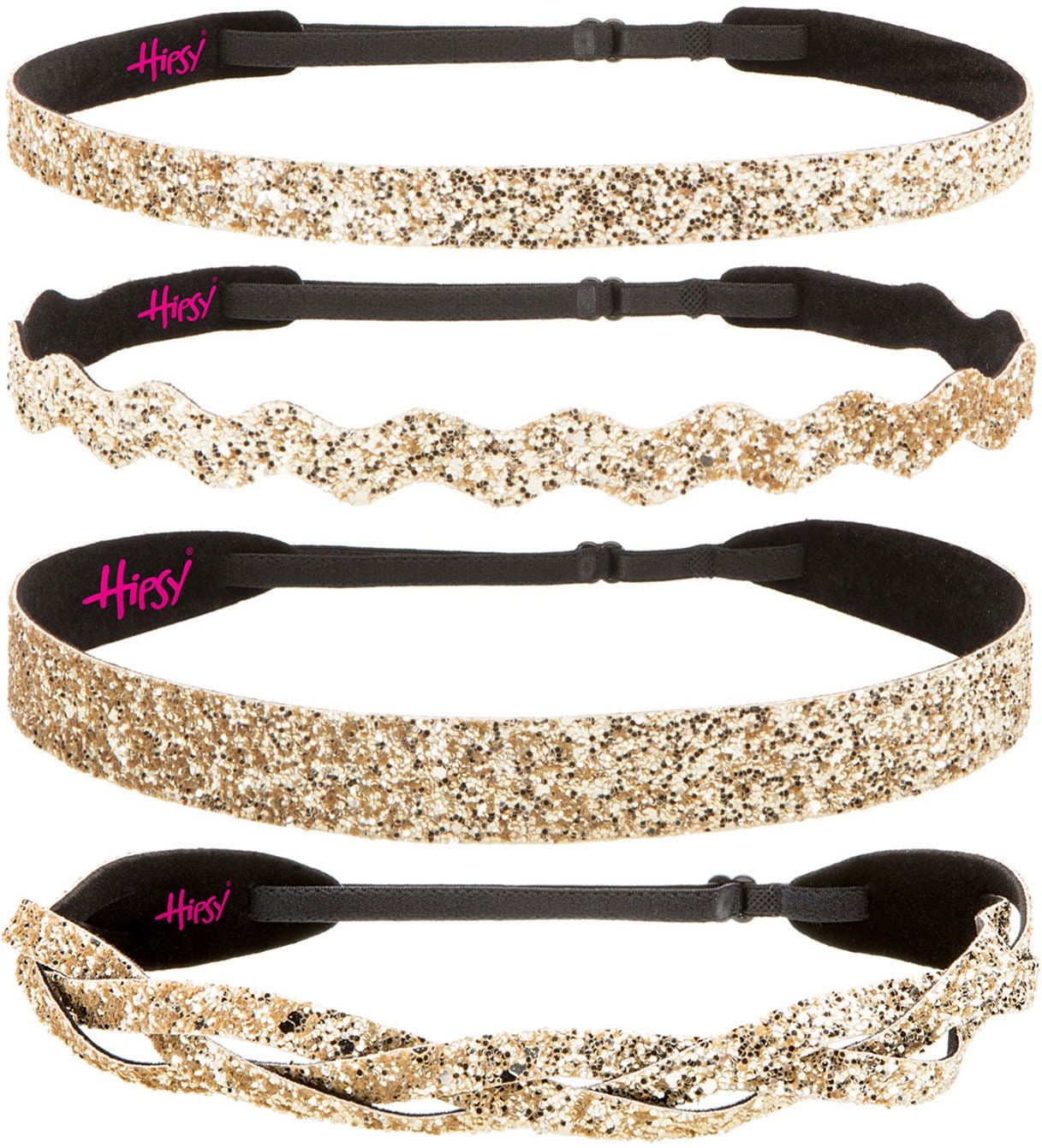 Hipsy Gift 10-pack Bling Glitter Adjustable No Slip Skinny Bold Color Headbands Amazon.com: Hipsy Adjustable Non Slip Wide Bling Glitter  main image 4