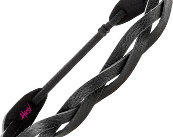 Hipsy Adjustable NO SLIP Genuine Leather Black Braided Headband Gifts for Women Teens and Girls