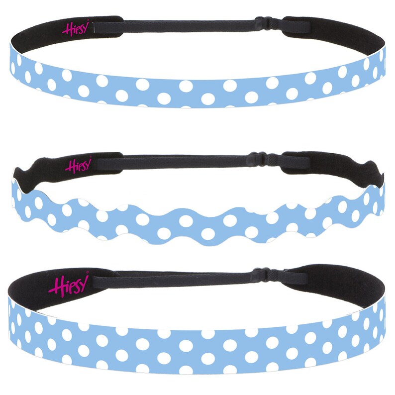 Hipsy Adjustable No Slip Polka Dot Navy & White Wide PETITE PLUS Size Printed Fashion Headband Gifts for Women Teens and Girls