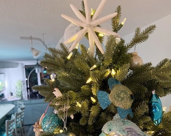 Starfish Christmas Tree Topper with Sparkles