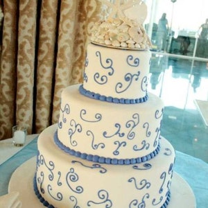 Beach Wedding Wedding Cake Topper Starfish Seashell Cake Topper Shell Cake Decorations All White image 5