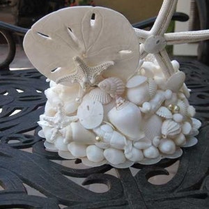 Beach Wedding Wedding Cake Topper Starfish Seashell Cake Topper Shell Cake Decorations All White image 4