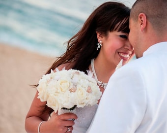 Wired Shells to use in your Bridal Bouquet - Genuine seashells on wire to use in your Fresh Bouquet