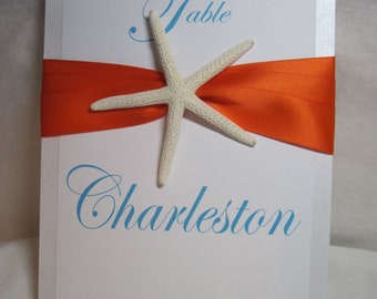 Table Numbers - Beach Wedding Table Numbers - Table Numbers for Coastal Weddings - Starfish Table Number - Beach Wedding Table Numbers