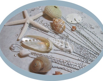 Wired Shells - Beach Wedding - Natural Seashells - Seashell Bouquet Wired Shells - Starfish - Seashell Stems - Use in your Fresh Bouquet