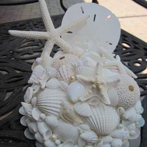 Beach Wedding Wedding Cake Topper Starfish Seashell Cake Topper Shell Cake Decorations All White image 3