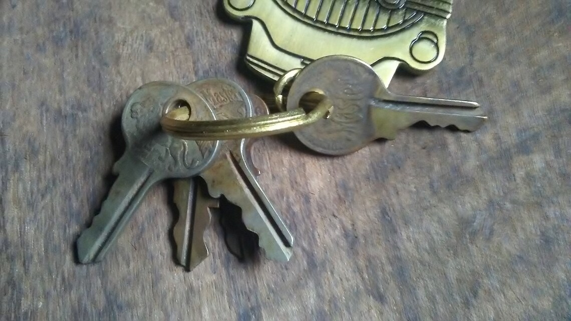 Vintage Antique Car Key Fob With Early Padlock Keys. | Etsy