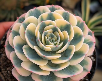 Echeveria Imbricata Variegata, planta suculenta viva rara, suculenta colorida