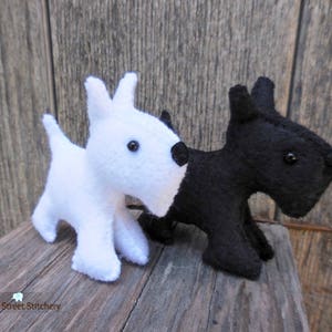 Handmade Felt Scottish Terrier: Black or White Scottie Dog Stuffed Animal