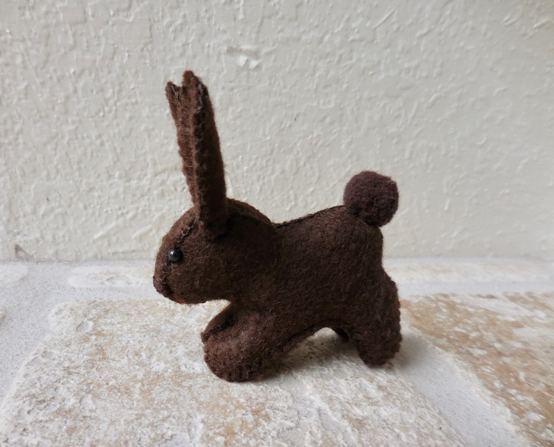 Chocolate Brown Rabbit, Felt Bunny Gift, Easter Decoration, Stuffed