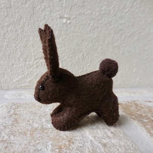 Chocolate brown rabbit, felt bunny gift, Easter decoration, stuffed felt animal