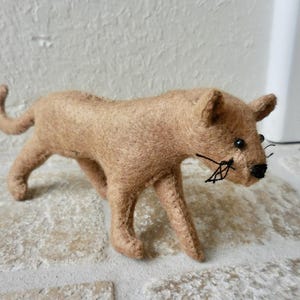 Small felt mountain lion, felt cougar, puma stuffed animal gift