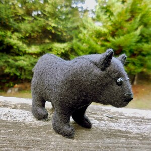 Black felt bear, felt stuffed animal, realistic bear soft toy, soft sculpture woodland decor bear image 6