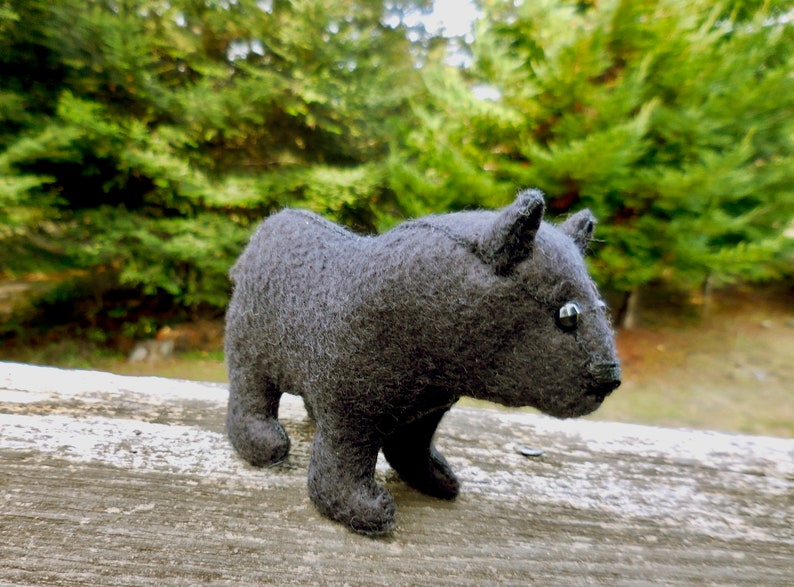 Black felt bear, felt stuffed animal, realistic bear soft toy, soft sculpture woodland decor bear image 6