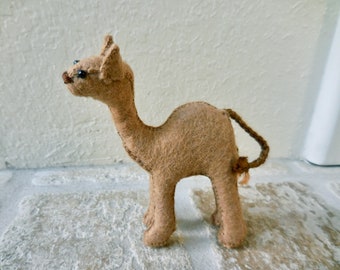 Small felt camel, nativity camel, toy one-hump camel, dromedary stuffed felt animal