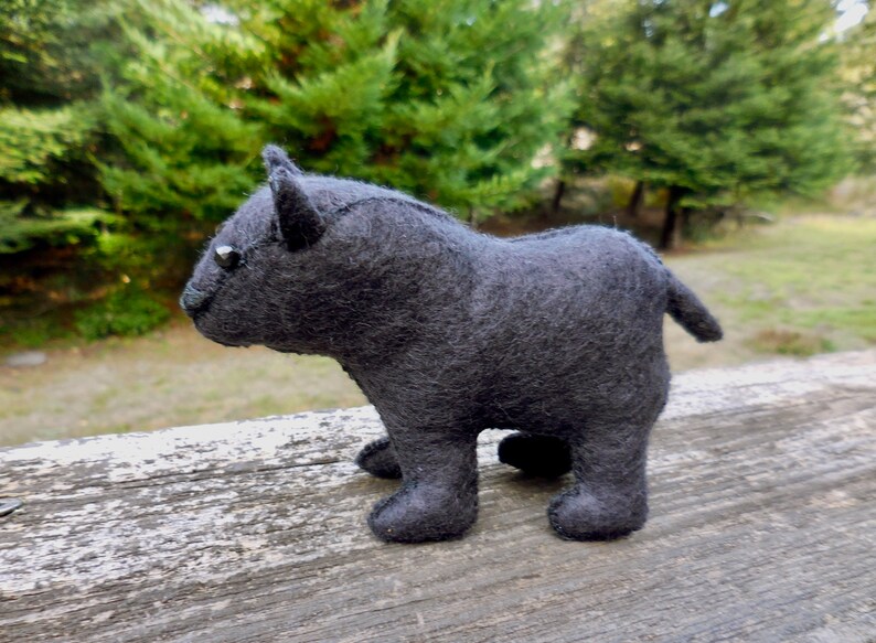 Black felt bear, felt stuffed animal, realistic bear soft toy, soft sculpture woodland decor bear image 5