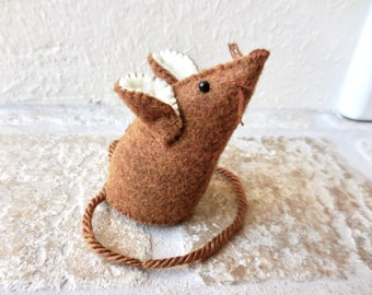 Handmade felt mouse, stuffed mouse pincushion, stuffed animal gift