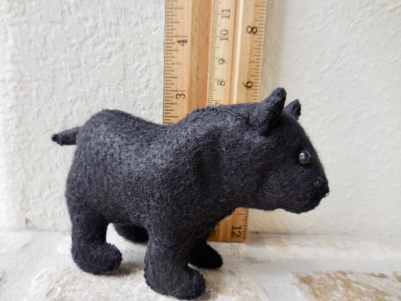 Black felt bear, felt stuffed animal, realistic bear soft toy, soft sculpture woodland decor bear image 4