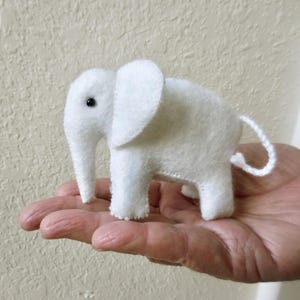Hand Sewn White Elephant: Small Felt Endangered Animal Gift
