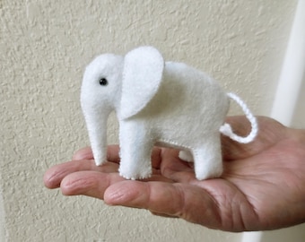 Hand Sewn White Elephant: Small Felt Endangered Animal Gift