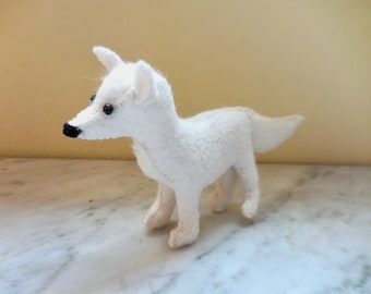 White Felt Arctic Fox: Handmade Stuffed Animal