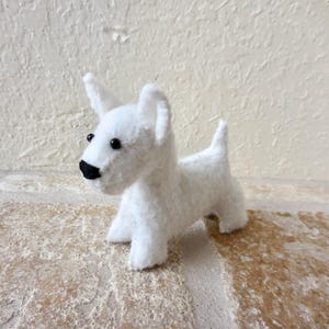 White Scottish Terrier: Handmade Felt Scottie Dog Stuffed Animal