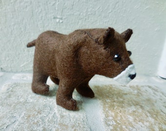 Brown felt bear, realistic bear soft toy, woodland animal, stuffed felt animal