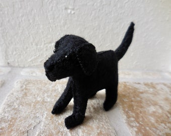 Black felt Labrador dog, felt animal gift for dog lover, little dog soft toy, felt stuffed animal