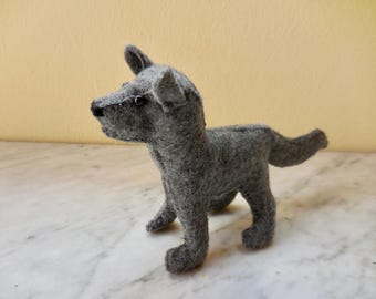 Small Gray Felt Wolf Stuffed Animal