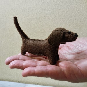 Small brown dachshund, gift for dog lover, stuffed puppy dog, felt stuffed animal image 7