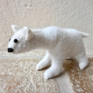 Hand Sewn Small Felt Polar Bear: Arctic Endangered Animal