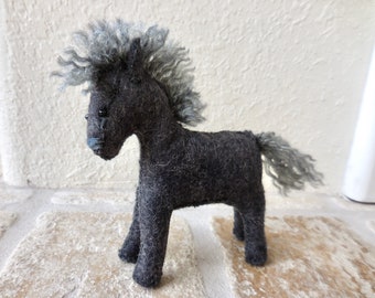 Gray felt horse, gift for a horse lover, felt pony figure, felt stuffed animal