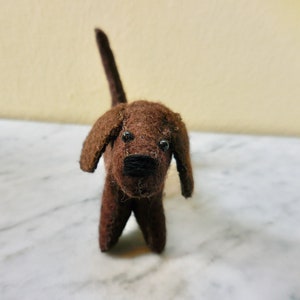 Small brown dachshund, gift for dog lover, stuffed puppy dog, felt stuffed animal image 3
