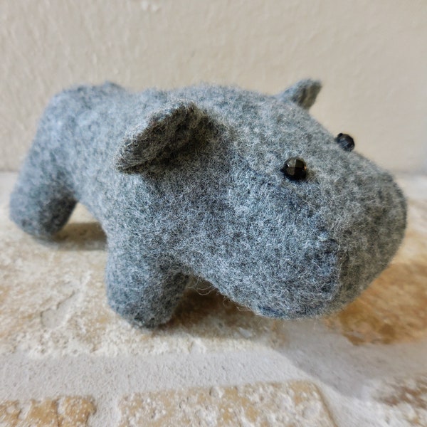 Hippo stuffed animal, felt hippopotamus soft toy, felt animal gift