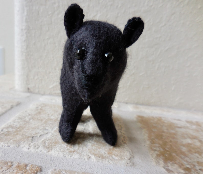 Black felt bear, felt stuffed animal, realistic bear soft toy, soft sculpture woodland decor bear image 7