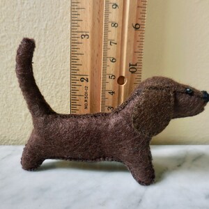 Small brown dachshund, gift for dog lover, stuffed puppy dog, felt stuffed animal image 5