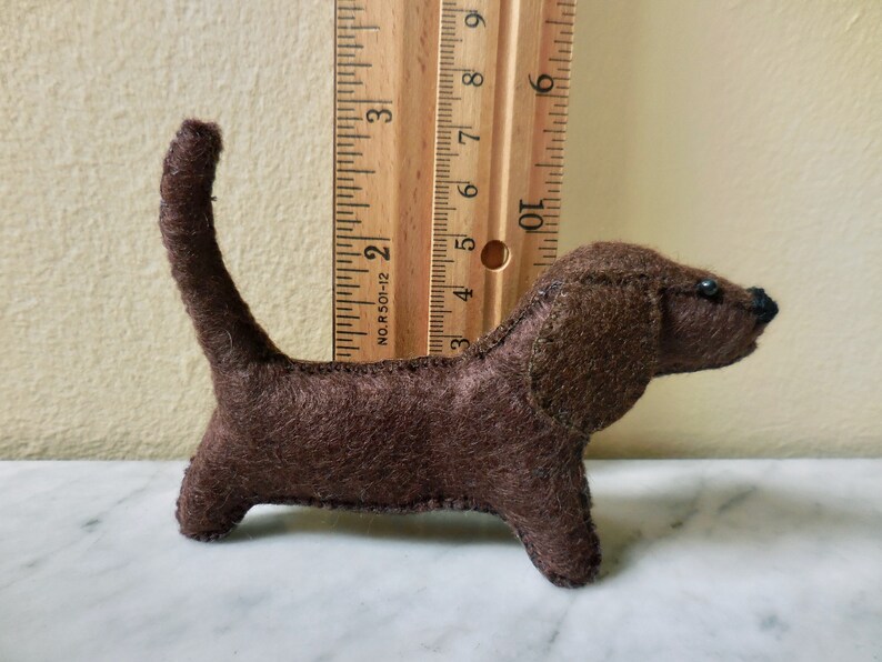 Small brown dachshund, gift for dog lover, stuffed puppy dog, felt stuffed animal image 5