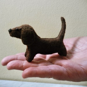 Small brown dachshund, gift for dog lover, stuffed puppy dog, felt stuffed animal image 2