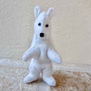 Hand Sewn Small Felt Polar Bear: Endangered Arctic Animal