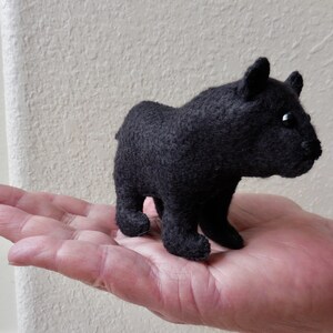 Black felt bear, felt stuffed animal, realistic bear soft toy, soft sculpture woodland decor bear image 2