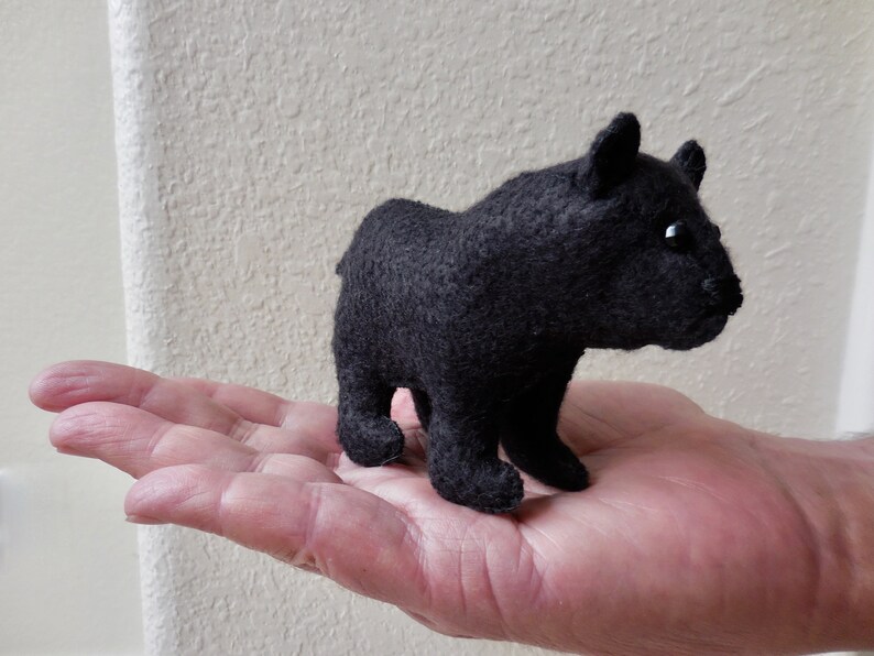 Black felt bear, felt stuffed animal, realistic bear soft toy, soft sculpture woodland decor bear image 2