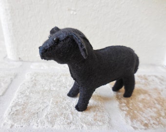 Black felt sheep, holiday nativity sheep, felt animal gift, farm animal, stuffed felt animal