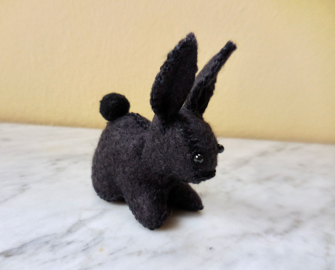 Black Felt Rabbit: Small Hand Sewn Woodland Animal - Etsy