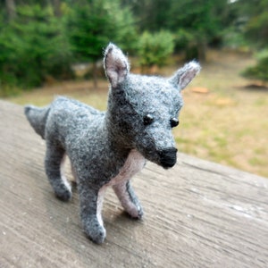 Small gray fox, soft toy fox, felt stuffed woodland animal