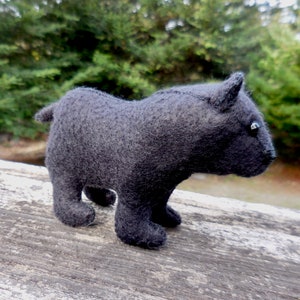 Black felt bear, felt stuffed animal, realistic bear soft toy, soft sculpture woodland decor bear image 10