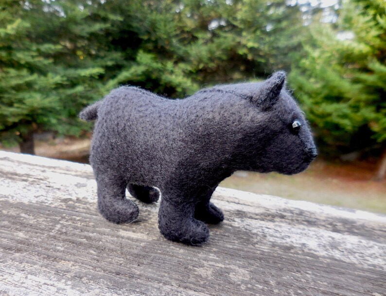 Black felt bear, felt stuffed animal, realistic bear soft toy, soft sculpture woodland decor bear image 10
