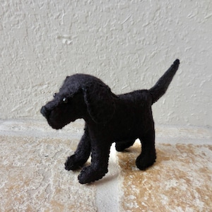Handmade Black Dog, Labrador Gift for Dog Lover, Stuffed Felt Animal