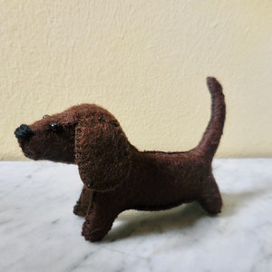 Small brown dachshund, gift for dog lover, stuffed puppy dog, felt stuffed animal image 6