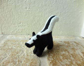 Small Handmade Skunk, Felt Stuffed Woodland Animal, Skunk gift